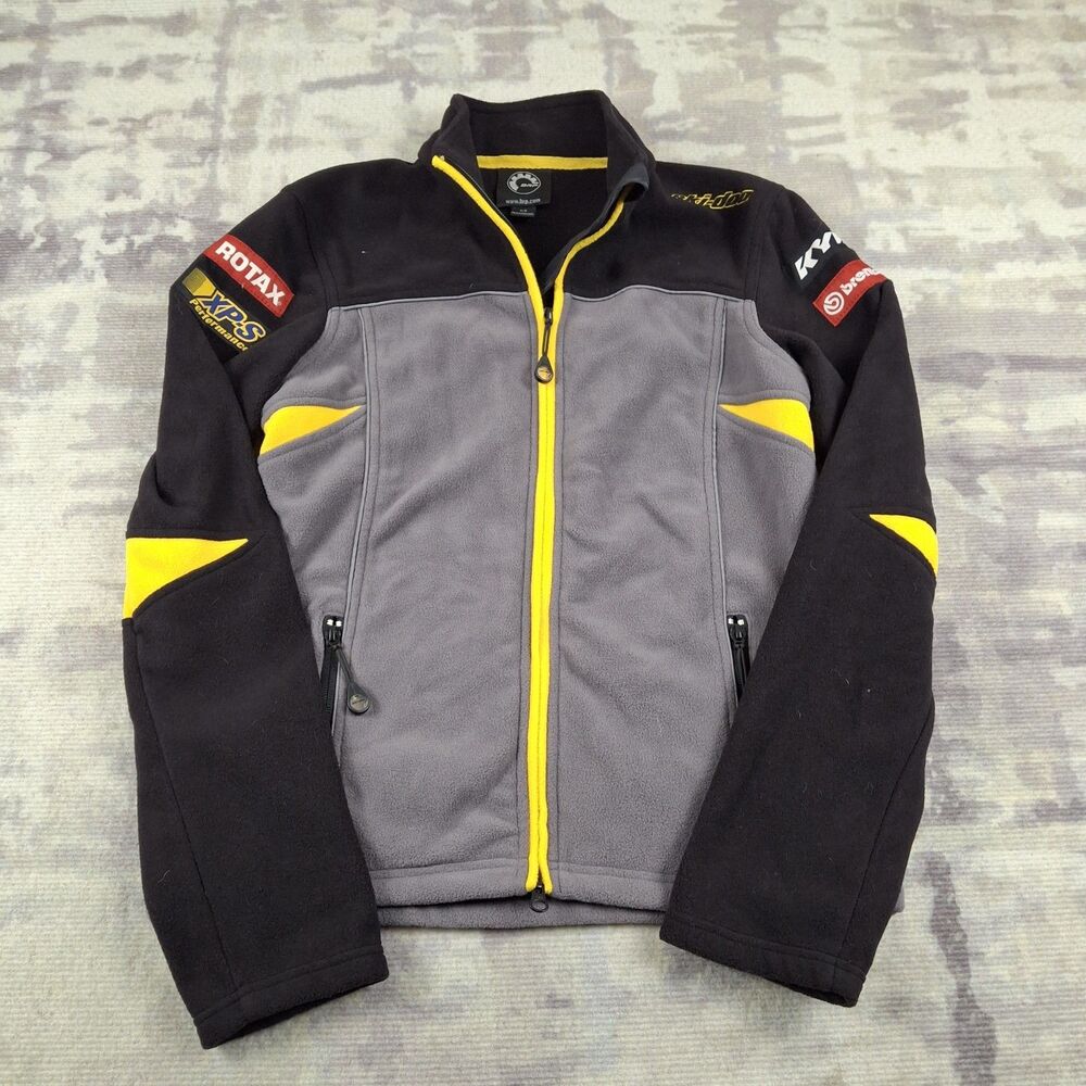 Ski-Doo X-Team Fleece Jacket Mens Small Full Zip Rotax XPS Black Grey Yellow